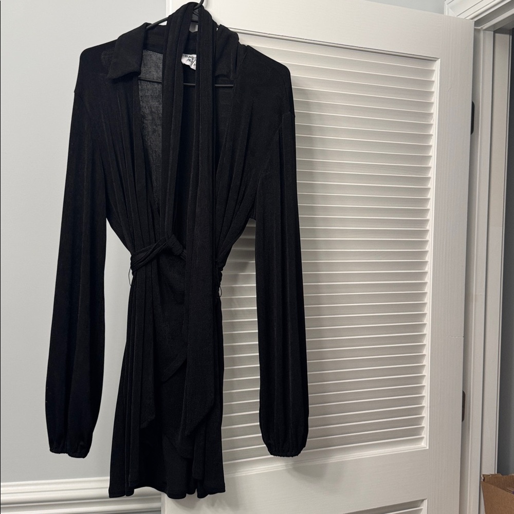 Princess Polly LBD Little Black Wrap Dress - Picture 4 of 5